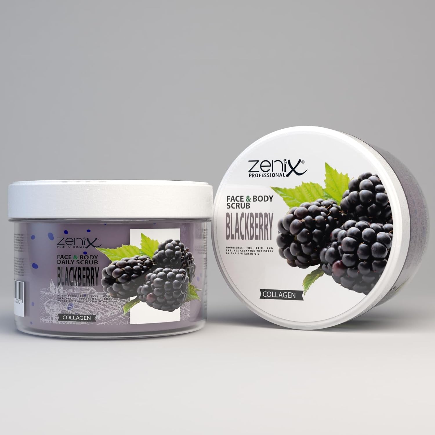 Zenix Face & Body Scrub 275 ml, Skin Cleansing Scrub for Face and Body, Removes Dead Cells, Purifies Sebum, Nourishes Skin, Moisturizes Skin, Moisturizes Skin, Blackberry