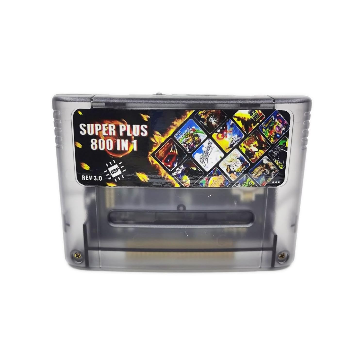 SNES/SFC Game Cartridge with 800+ Games - DSP Chip Support, 8GB TF Card, Fast Loading, REV 3.0 Game Card for SNES 16 Bit Video Game Console Cartridge (US/JP/EU Compatible) (Black)
