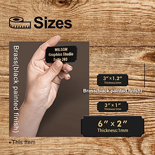 Image of Personalized Name Plates, Deep Engraved Plaque, Black Brass Trophy Plates Engraved, Custom Name Plate with Adhesive Backing or Screws, 3 inch W x 1 inch H