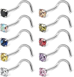 10-30PCS 18G Surgical Steel Mix Color Diamond CZ Nose Stud Rings Screw Piercing Jewelry 1.5mm 2mm 2.5mm 3mm - coolthings.us