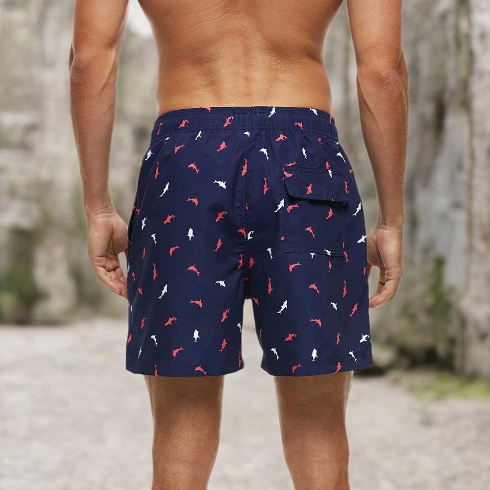 Men's Swim Trunks Quick Dry Athletic Swimwear Shorts with Mesh Lining and Pockets Bathing Suit