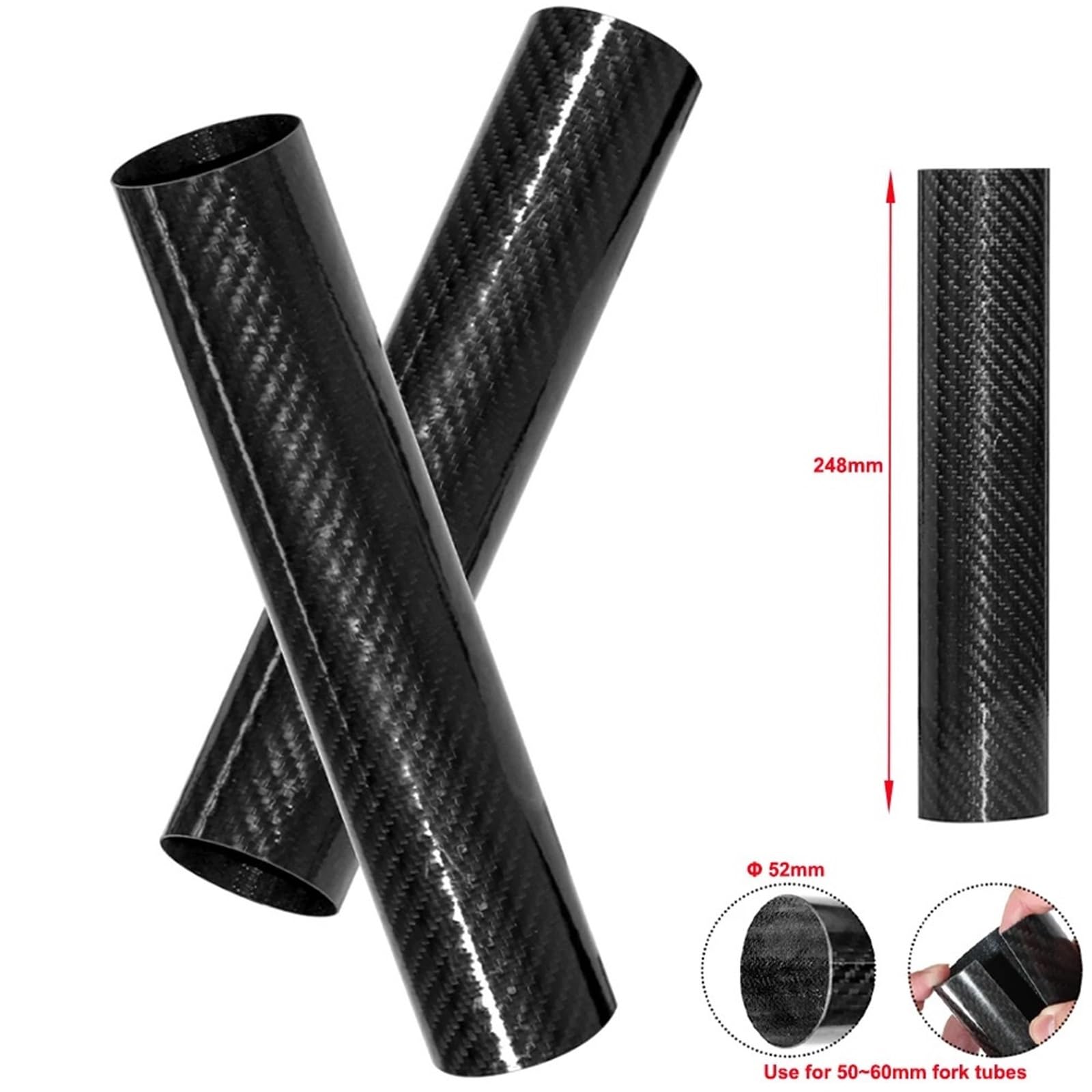 osłony amortyzatorów Dirt Bike Motocross Carbon Fiber Przedni widelec Owijki Skins Osłona rury widelca Osłona Osłona - Uniwersalny montaż(248mm)