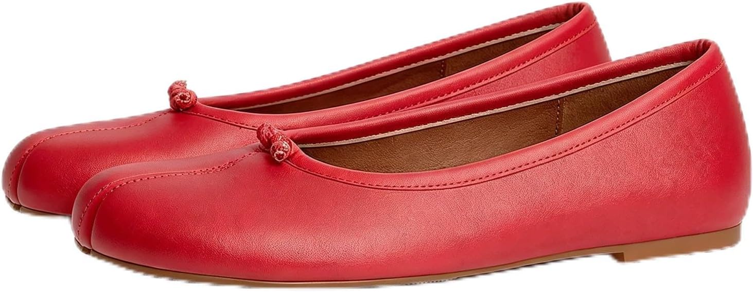 Tabi Ballet Flats for Women Dressy Rounde Split Toe Wide Width Flats Low Heel Comfortable Casual Work Flats Shoes