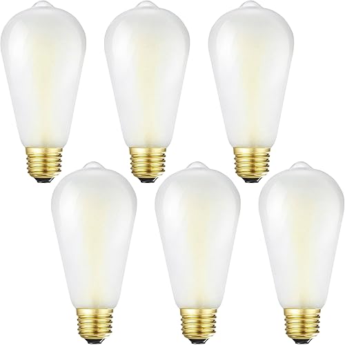 Miniatura 11 de – Bombillas LED regulables con diseño antiguo, rosca E26, satinadas, 6 vatios equivalentes a 60 vatios, 600 lúmenes, AC120V, luz blanca suave 3000K,