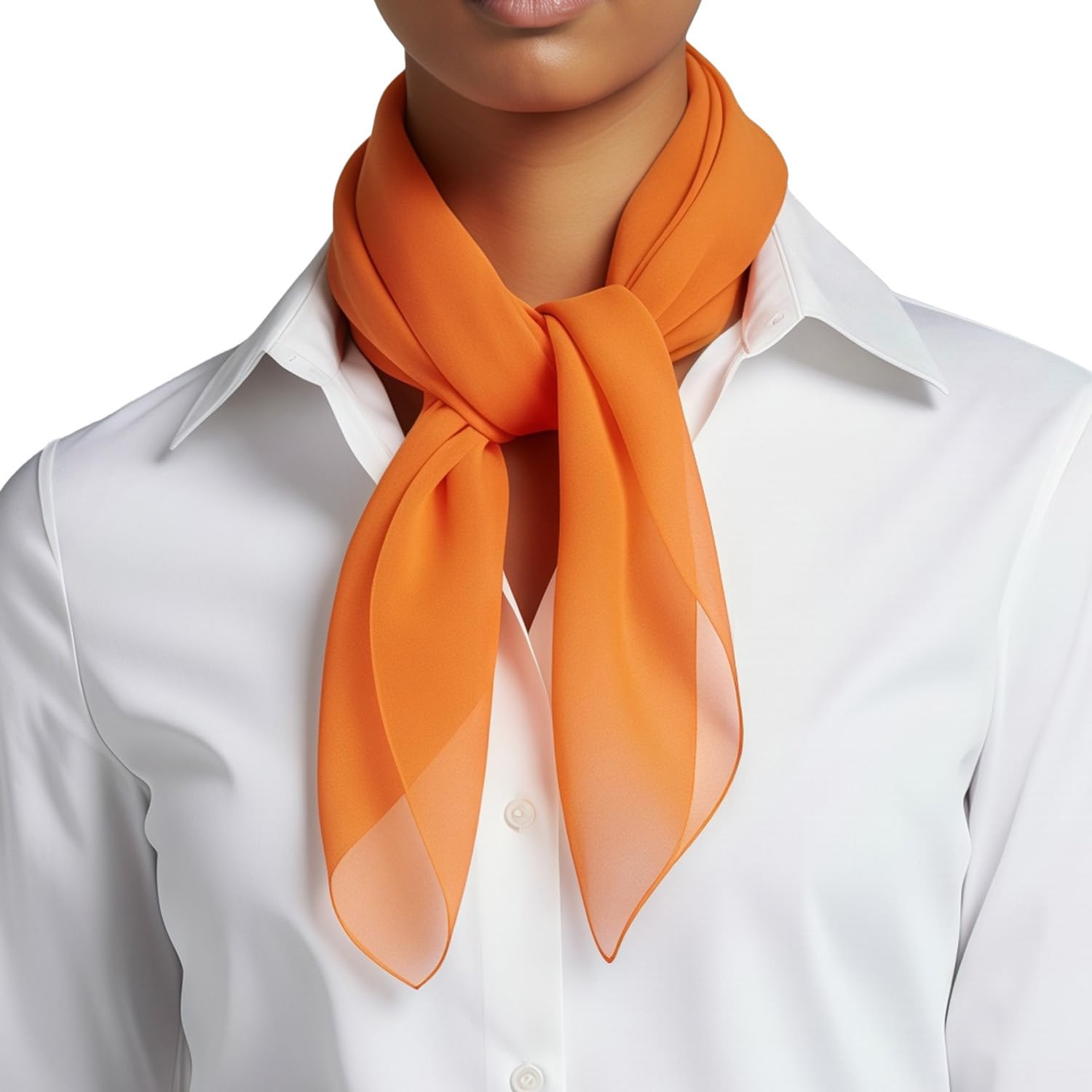 Basic Sense Women's Orange Lightweight Chiffon Square Scarf For Retro Neckerchief Bandana & Hair Tie (Orange)