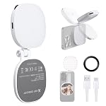 K&F CONCEPT Magnetic Phone Selfie Light, 2W 48LEDs 95+ CRI Ring Fill Light, 3000K-6500K Dimmable with Foldable Design & Mirror, 360° Rotatable for Selfie Vlog Video Conference Lighting-Black