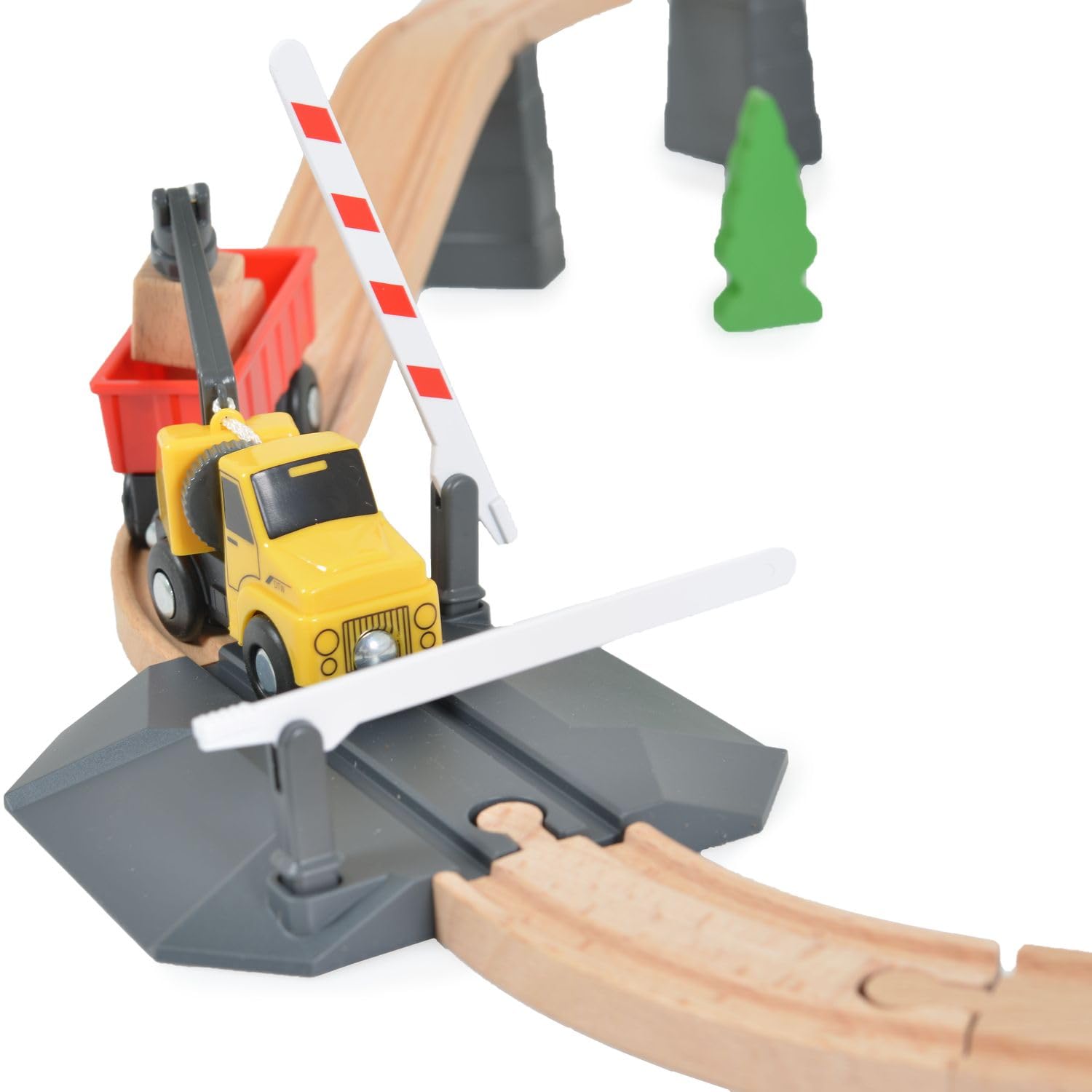 Tooky Toy Trenino Legno Bambini con Binari e Piattaforma Costruzione in Legno FSC, Set Ferroviario Montessori Educativo, Stimola Motricità Fine e Sviluppo Cognitivo e Creativo, da 3 Anni - 35 Pezzi