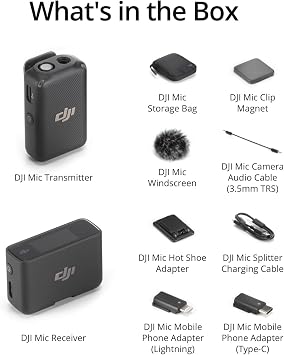 DJI Mic (1 TX + 1 RX), Wireless Lavalier Microphone, 250m (820 ft.) Range, Compact and Ultra-Light, 14-Hour Recording, Wireless Microphones for PC, iPhone, Android, Cameras, Vlogs, Live Stream