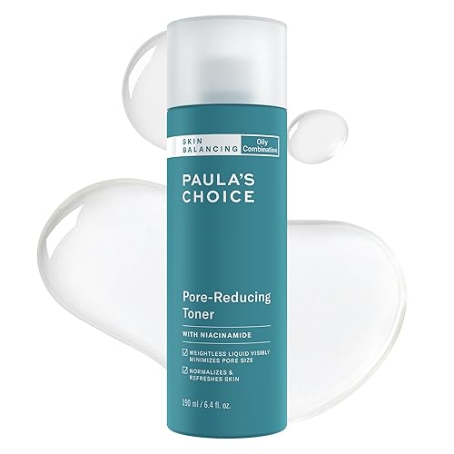 Paula's Choice Pore Reducing Face Toner with Niacinamide & Hyaluronic Acid For Combination & Oily Skin, Hydrating Toner for Face, Minimizes Large Pores, Controls Oil & Shine, Fragrance Free - Full Size - 6.4 Fl Oz