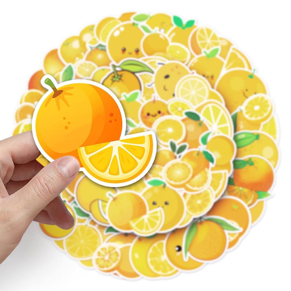 Fresh Orange Vinyl Stickers, 50 PCS Waterproof Cartoon Fruit Decals for Laptops Scrapbooking, Journals, Notebooks - Image 4
