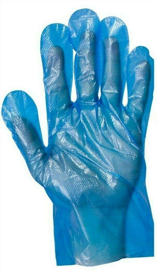 We Can Source It Ltd – Blue PE Plastic Polythene Gloves – Disposable Food Safe Gloves - Textured Grip for Catering, Food Handling, Cleaning, Low-Risk Care – One Size Fits All - Pack of 200