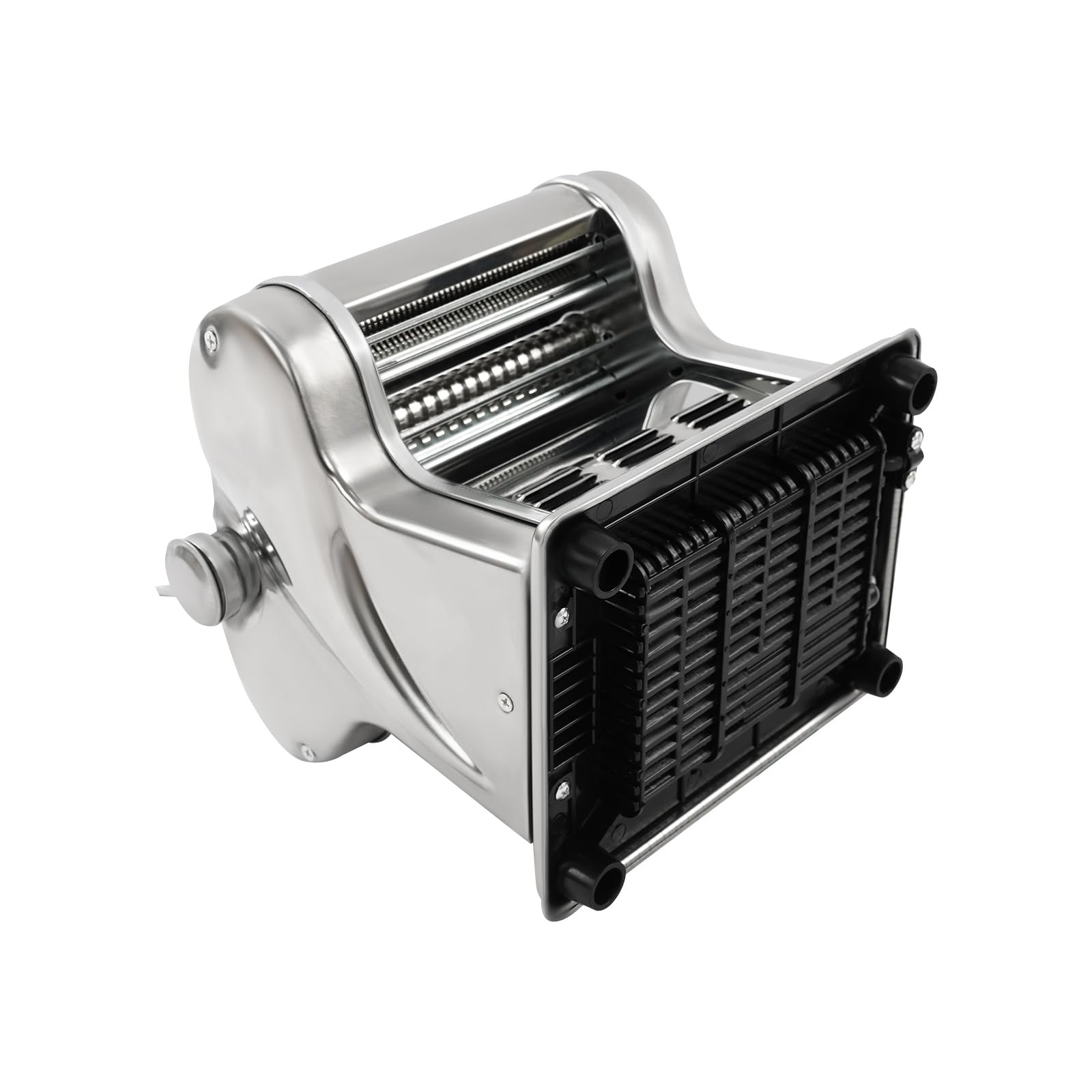 Elektrische Nudelmaschine 135W Edelstahl mit 8 Dickenstufen, 2 Klingen | 1,5 & 4mm Klingen, 8 Dickenstufen 0,5-4mm, verbesserte Motorabdeckung, 4 rutschfeste Füsse, für hausgemachte Pasta