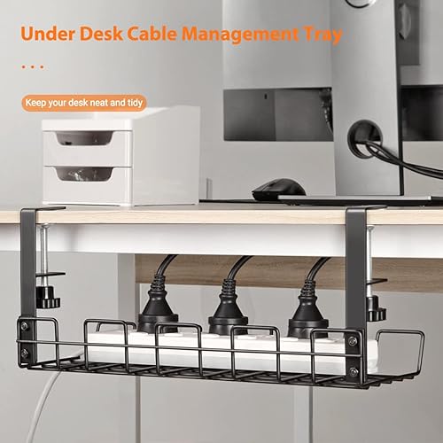 Miniatura 3 de Bandeja organizadora de cables para debajo del escritorio, organizador de cables, estante de mesa de escritorio, instalación sin taladros, para