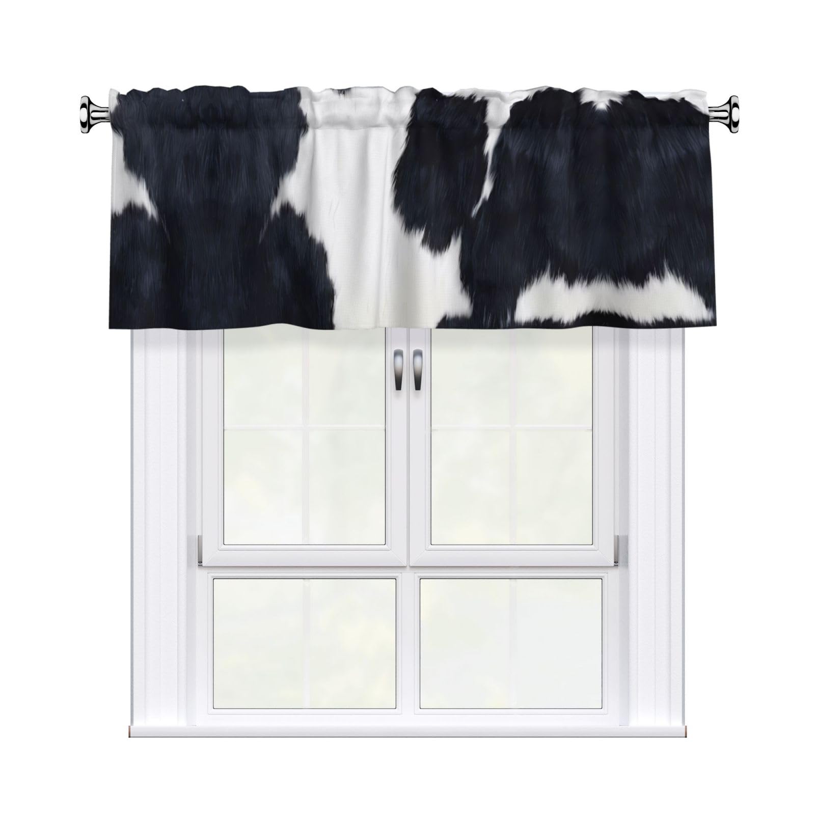 WHJDPP cowhide Prints Curtain Valance 54x18 Inch - Peach Skin Window Cover with Printed Design, Filtering Light for Kitchen Decor