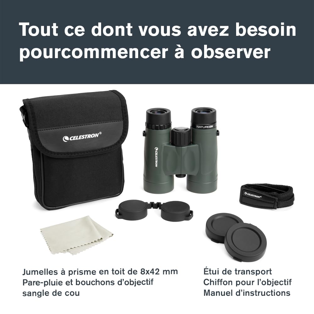Celestron Nature DX 8x42mm Binoculars Multi-Coated Lens BaK-4 Prism Glass Carry Case Green