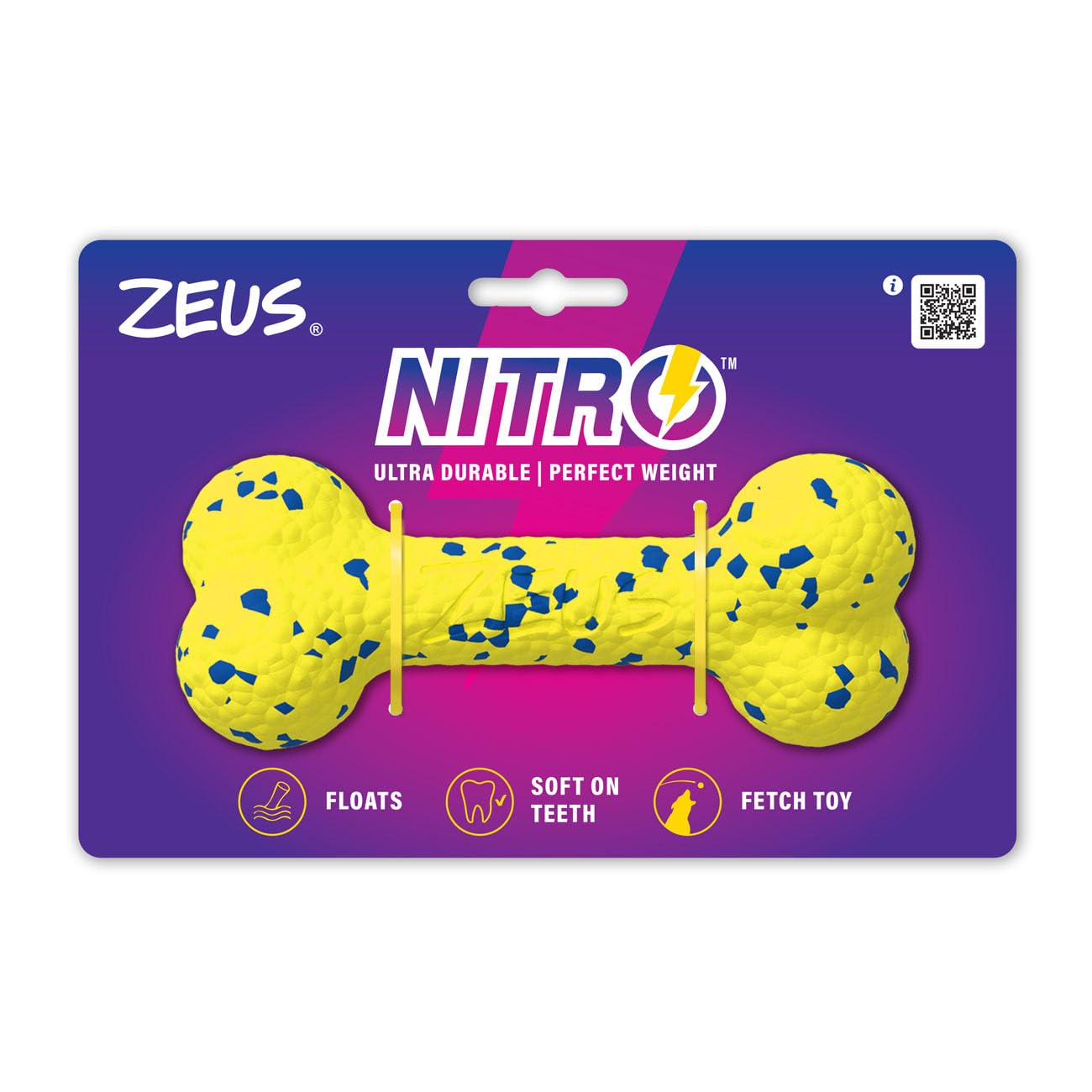 Zeus NITRO Bendy Dog Bone, 16cm, Tough, Durable and Long-Lasting Dog Chew for Dogs & Puppies, Yellow