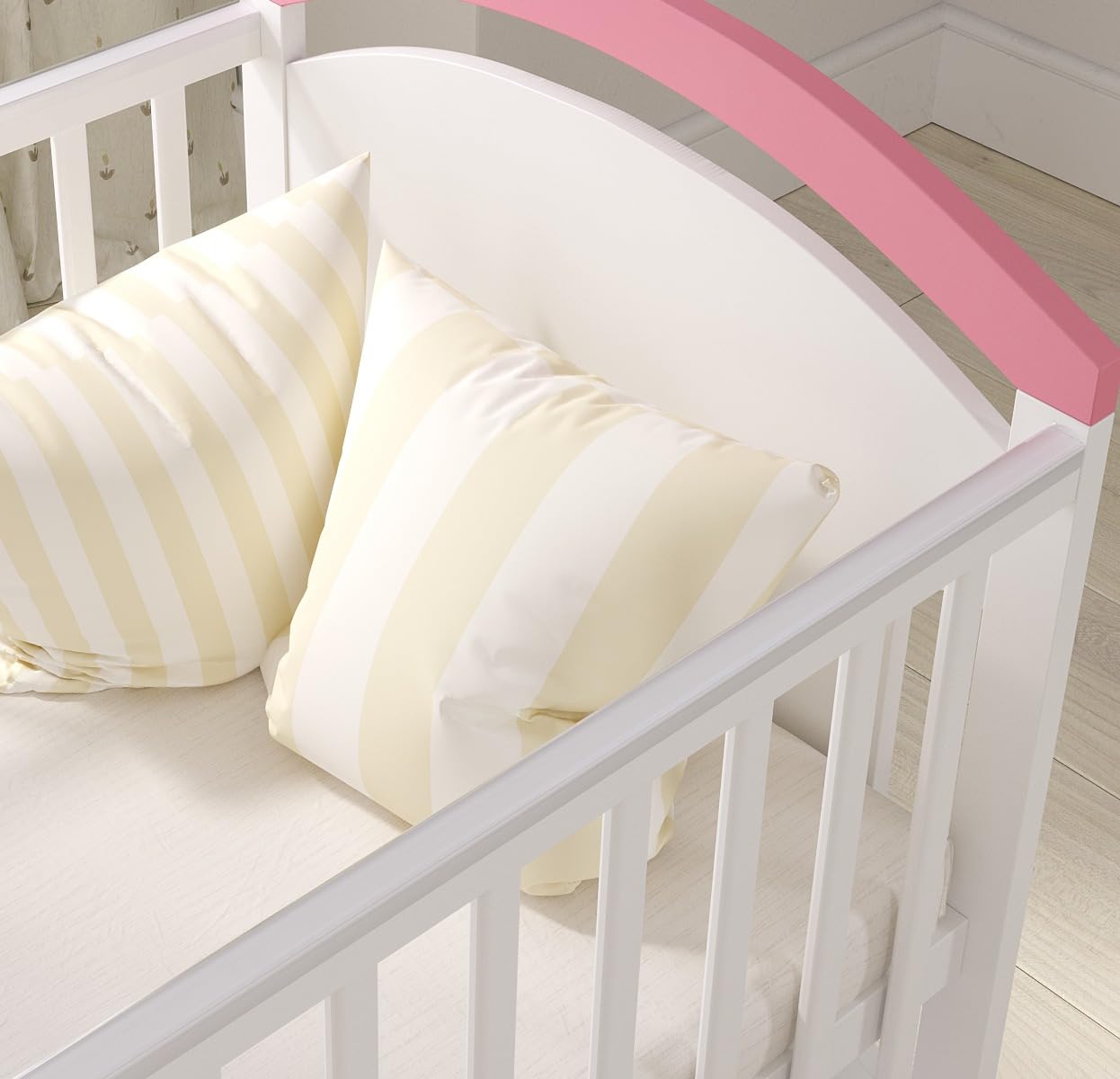 Love For Sleep Lettino Culla Neonato 120x60 cm in Legno di Pino Blu Rosa – Lettino Trasformabile con Barriera di Sicurezza e Protezioni Morbide per Dentizione, per Bambini 0-3 Anni