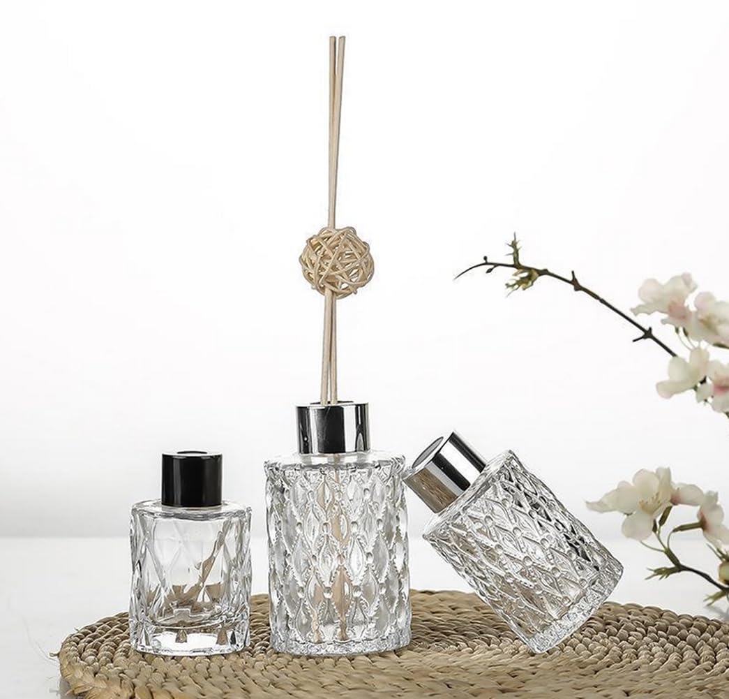 Lot De 6 Flacons Diffuseurs De Parfum Pour Voiture - Verre Transparent, Rechargeables Aux Huiles Essentielles, Décoratifs