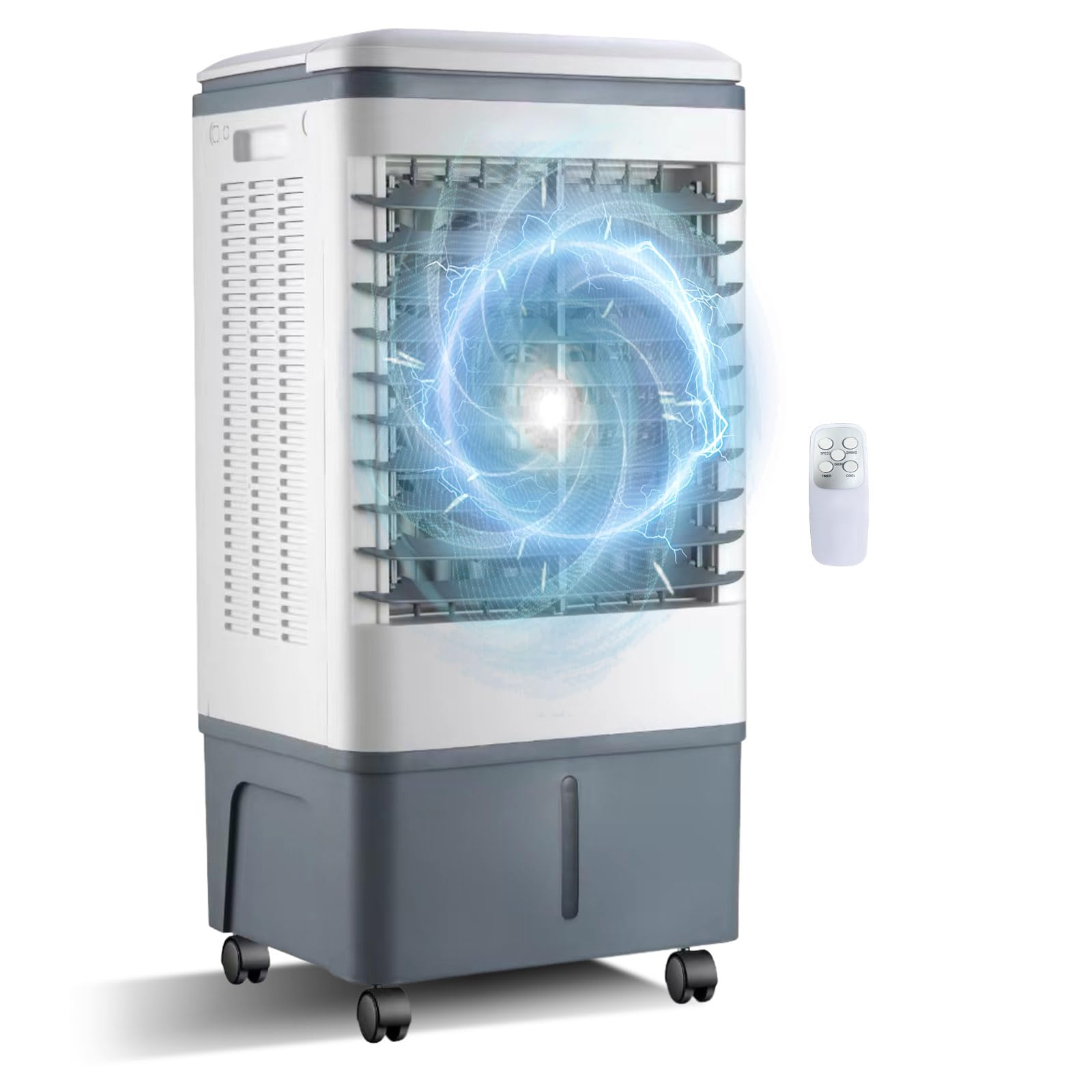 Condizionatore Portatile Senza Tubo Evaporativo, Ampio Serbatoio da 20 Litri, Flusso d'Aria 2000 m³/h, Velocità Max 6.3 m/s, Basso Consumo Energetico, Ideale per Stanze Medie