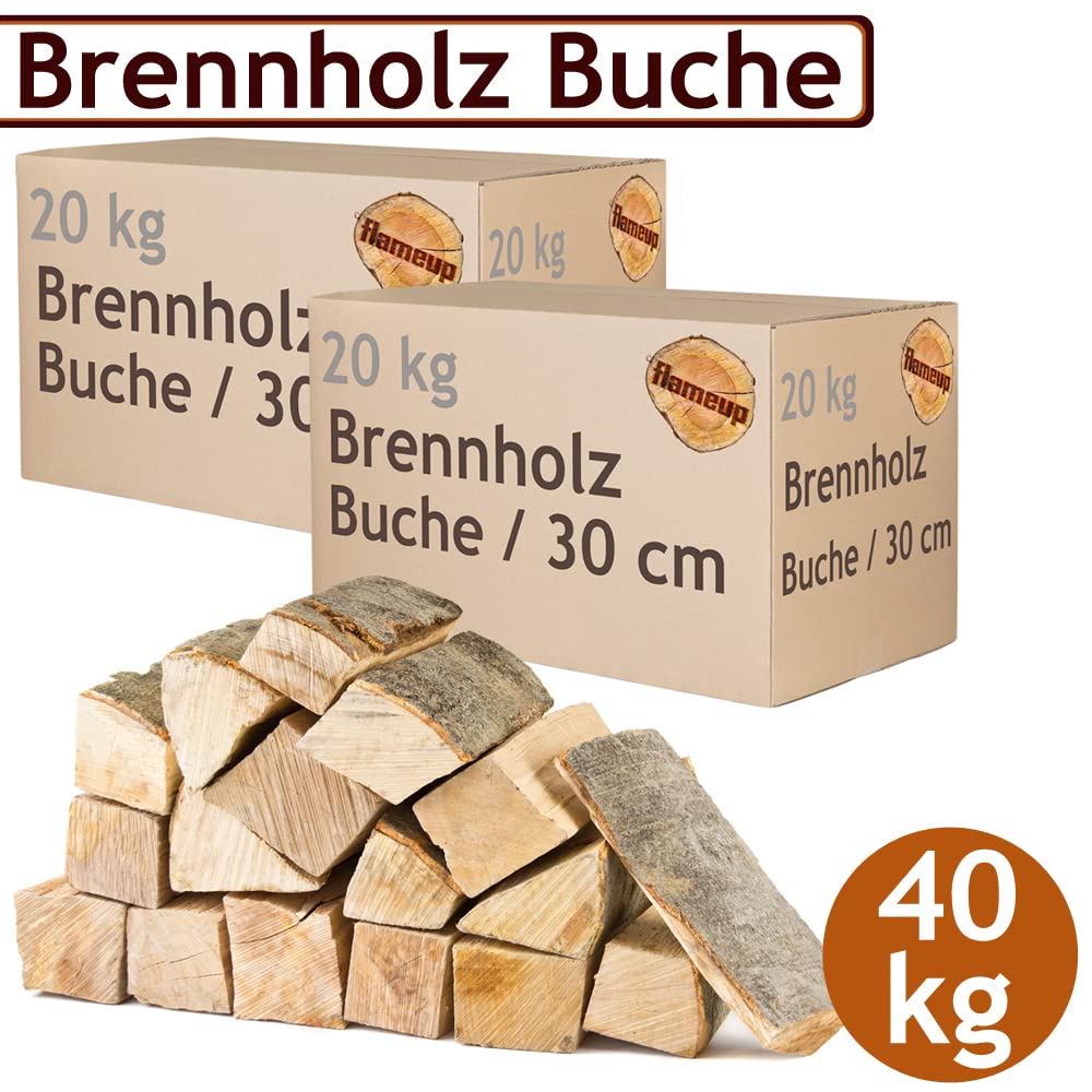 Legna da Ardere 40 kg Per Stufa e Camino Braciere Griglia Cestello per il Fuoco Ceppi 30 cm Flameup