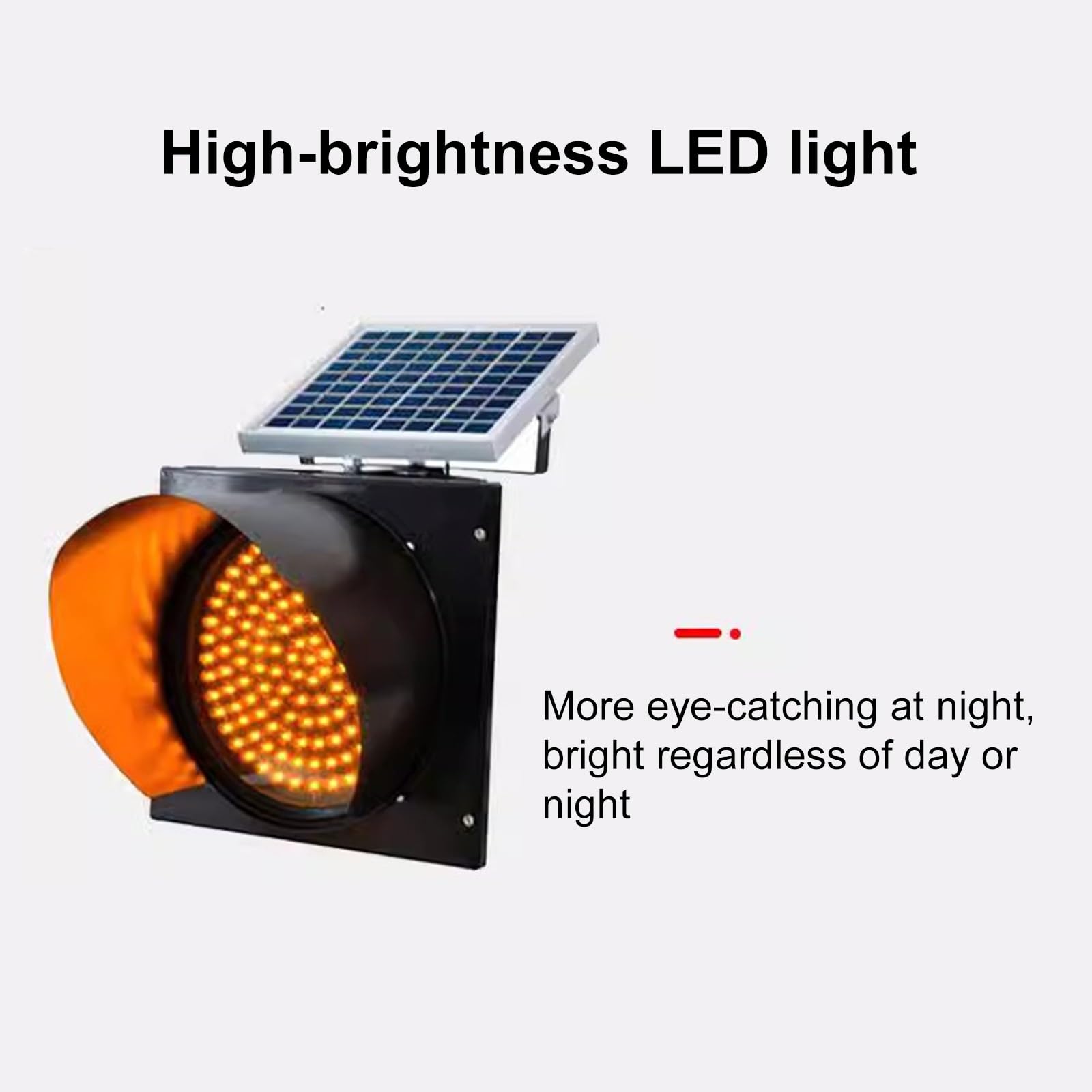Solarna lampka sygnalizacyjna, 300 mm, migający czerwony znak z panelem słonecznym i osłoną przeciwsłoneczną dla lepszej widoczności na skrzyżowaniach i zakrętach, ekologiczne rozwiązanie do kontroli