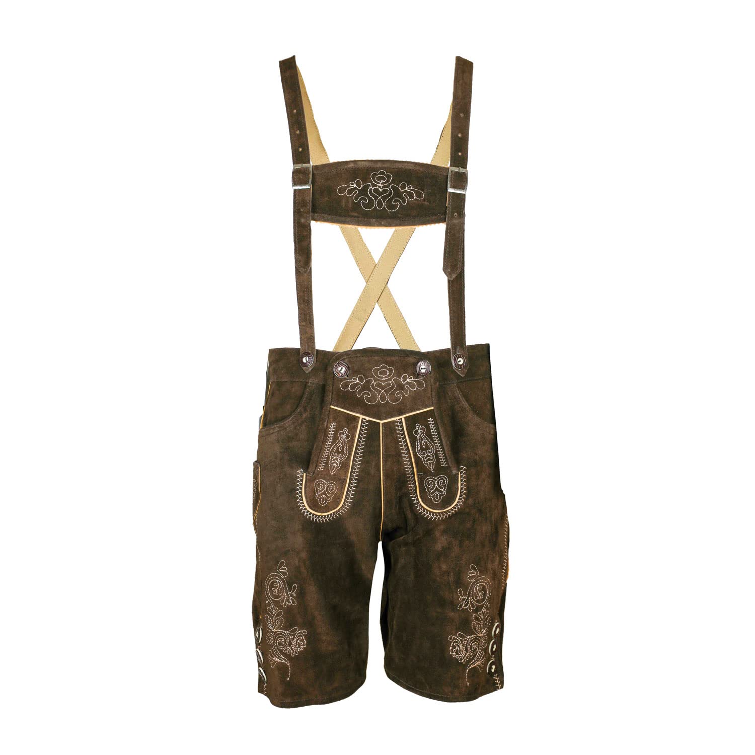 MS-Trachten Pantaloni Tradizionali in Pelle per Bambini Pantaloni Leo Tracht Marrone Corto