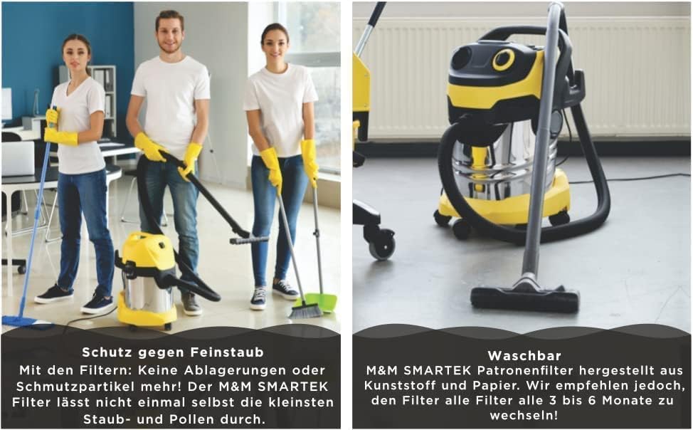 M&M Smartek 10x filtry kartridżowe do Kärcher WD2-WD3, ref. 6.414-552.0 | Filtr zamienny pomaga utrzymać wydajność urządzenia; przed zakupem sprawdź model, numer referencyjny, wymiary i montaż.