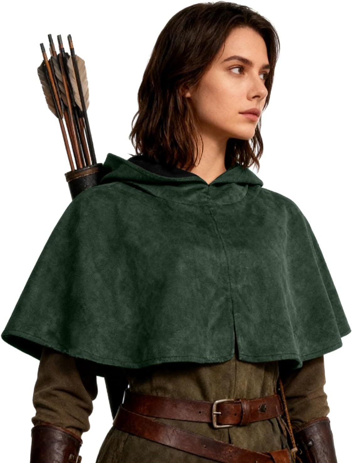 L'VOW Medieval Hooded Cape Renaissance Cowl Short Cape with Hood for Women Men Halloween Cosplay Costume - Image 3