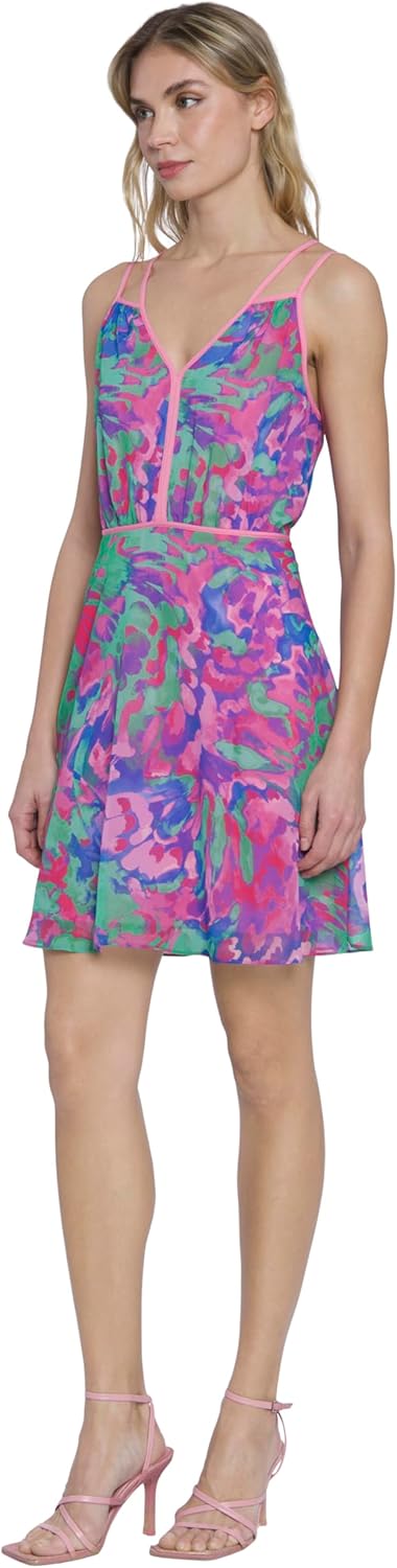 Donna Morgan Womens Strappy V-Neck Mini Dress for Women | Multi-Occasion Wedding Guest Dresses for Women - Image 2