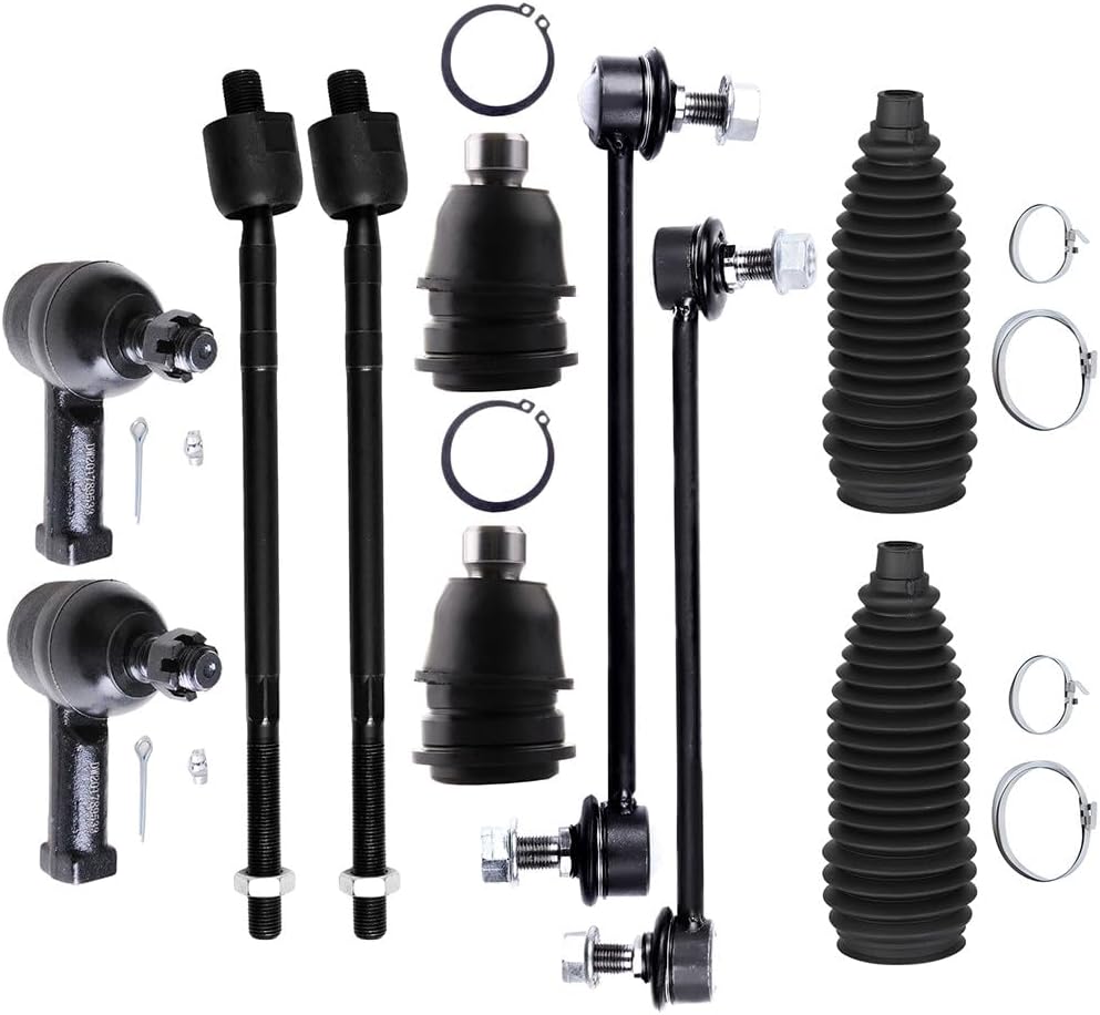 ECCPP 10PCS Suspension Kit Front Outer Inner Tie Rod End Sway Bar Link Steering Boot Lower Ball Joint Compatible Fit 2001-2006 For Hyundai For Santa Fe