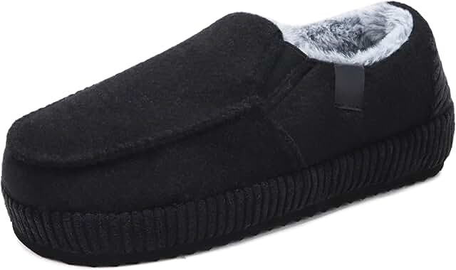 ONCAI Men's House Slippers Cotton Twill Felt Slippers Closed Back Corduroy Winter Shoes Yoga Mat Non-Slip Sole Rubber Indoor and Outdoor Size 40-48