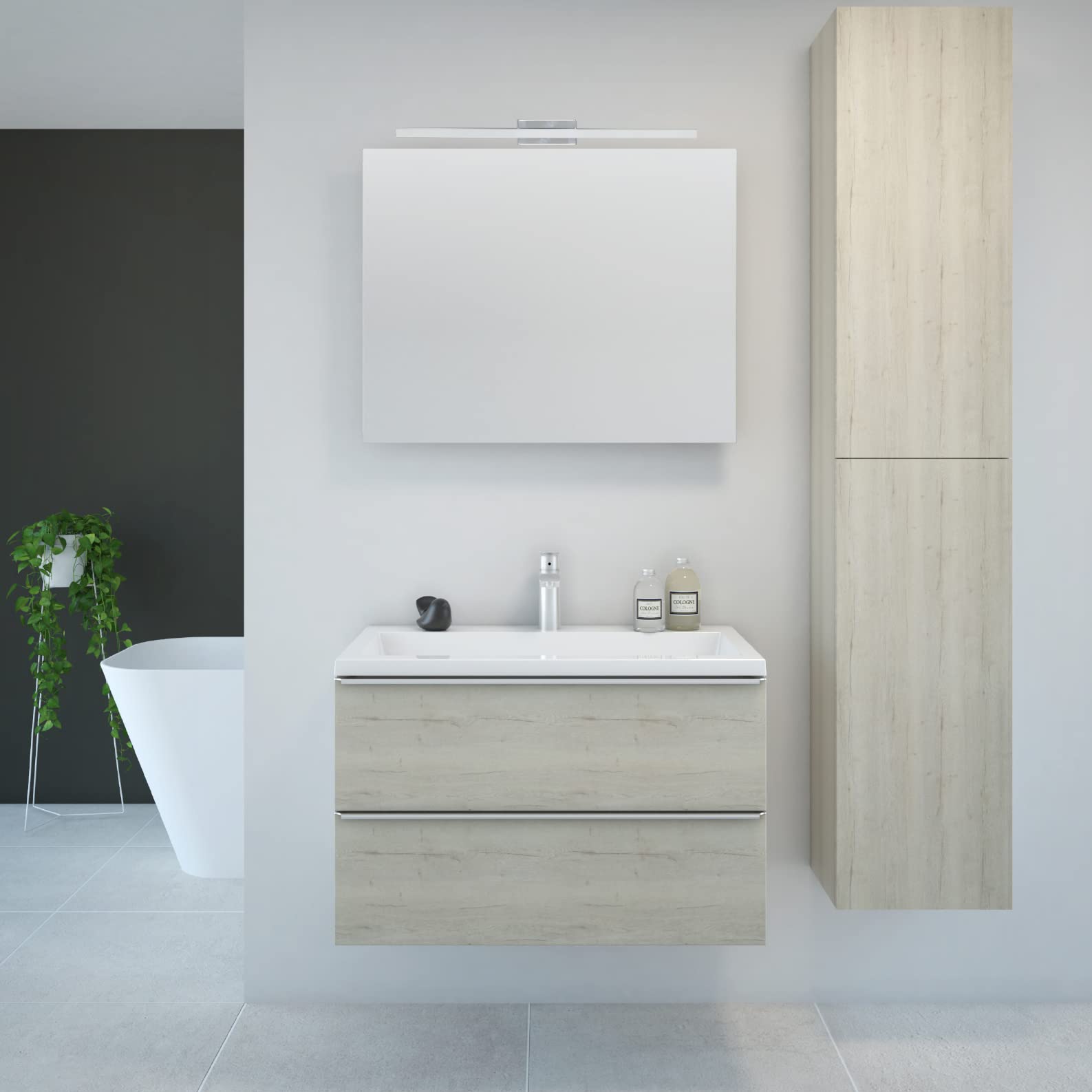 LED ATOMANT Aplique LED Cromado para Baño 10W 40 cm. Color Blanco Frio 6500K (40cm). 1000 Lumenes. Luz para Espejo.