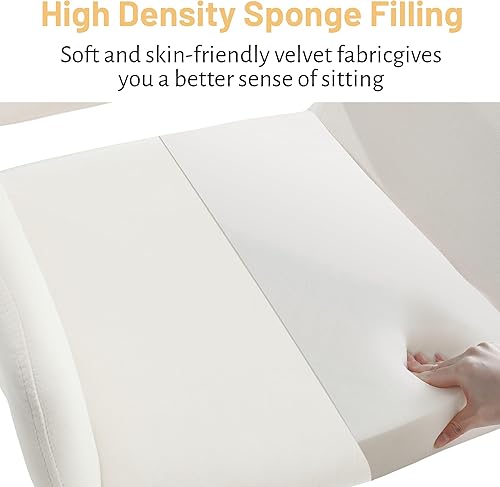 Miniatura 7 de KCC Small Modern Dining Room Arm Chairs 1 Piece, Mid-Century Upholstered Velvet Side Seat Club Guest with Metal Tube Legs for Kitchen, Living Room,