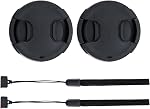 2-Pack 58mm Front Lens Cap Cover with Keeper for 58mm DSLR Mirrorless Lens | for Canon EOS Rebel T7 T6 T5 T100 4000D 2000D SL3 SL2 SL1 T8i T7i T6s T6i T5i T4i T3i T2i with EF-S 18-55mm Kit Lens & More