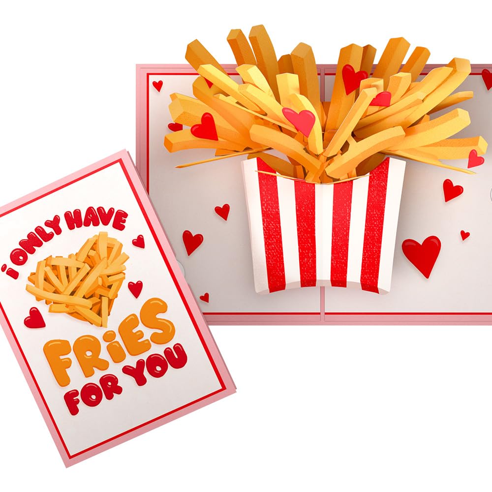 Lovepop Valentines Day Card for Her, Him - 3D Sweet Romantic Pop-Up Cards - Only Have Fries for You - 5" x 7" - Blank Notecard & Envelope Included