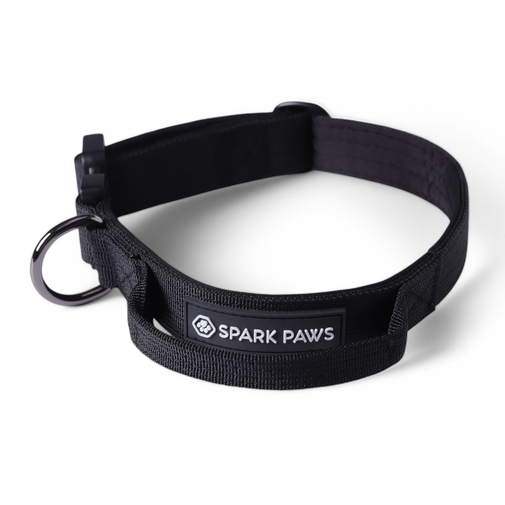 Spark Paws Tactical Dog Collar - Heavy Duty, Premium Quality, Thick and Durable for Large and Medium Dogs - Black - XS - 1"