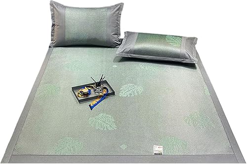 Tapete cuadrado de enfriamiento para cama, tapete de ratán de seda de hielo, Jacquard plegable mezclado seda de hielo y alfombrilla de ratán,