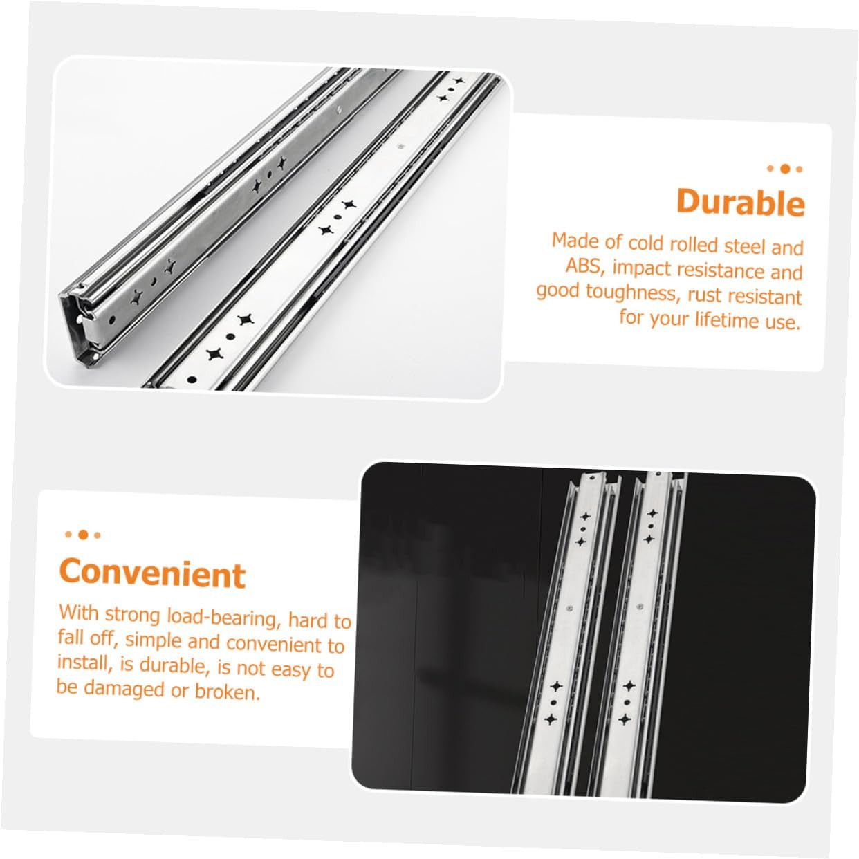 Alipis Heavy Duty Locking Drawer Slides Full Extension Ball Bearing Cabinet Drawers Side Mount Metal Rails 14-inch Pair 250 Lb Load Capacity for Furniture Replacement