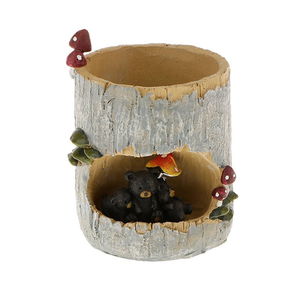 Tinksky Cute Black Bear Flower Sedum Succulent Pot Planter Bonsai Trough Box Plant Bed Home Garden Office Table Decor