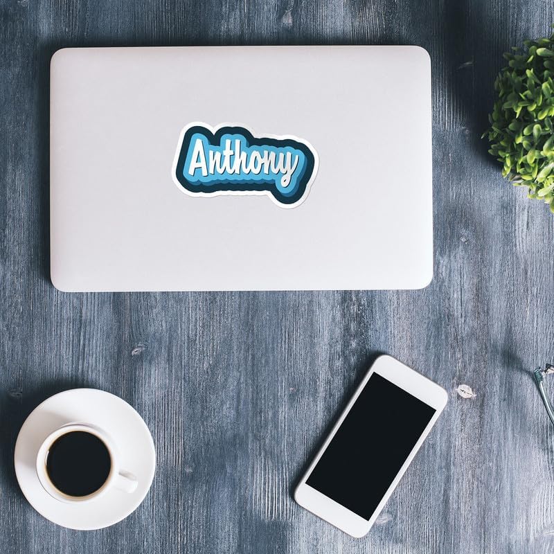 Miniatura 4 de Calcomanía de vinilo impermeable con nombre de Anthony de dibujos animados, para parachoques de automóvil, laptop, botella de agua, equipaje, pared