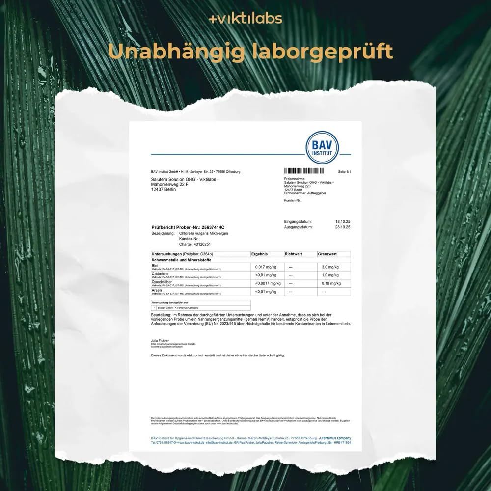Chlorella Vulgaris - natürliche Mikroalgen - hochdosiert - 300 mg Chlorella pro Pressling - 10 Presslinge pro Tag - 300 vegane - ohne Zusatzstoffe