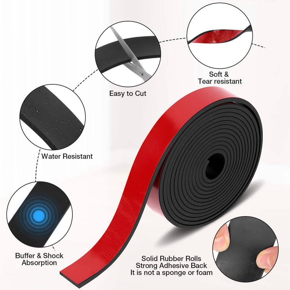 Tira de Goma Flexible Rollo de Caucho 3m×20mm×5mm, Plancha Goma Adhesivo,Gomas de Neopreno Plancha,para Sellos de Bricolaje,Protección de Revestimientos de Pisos,Antivibración,Antideslizante