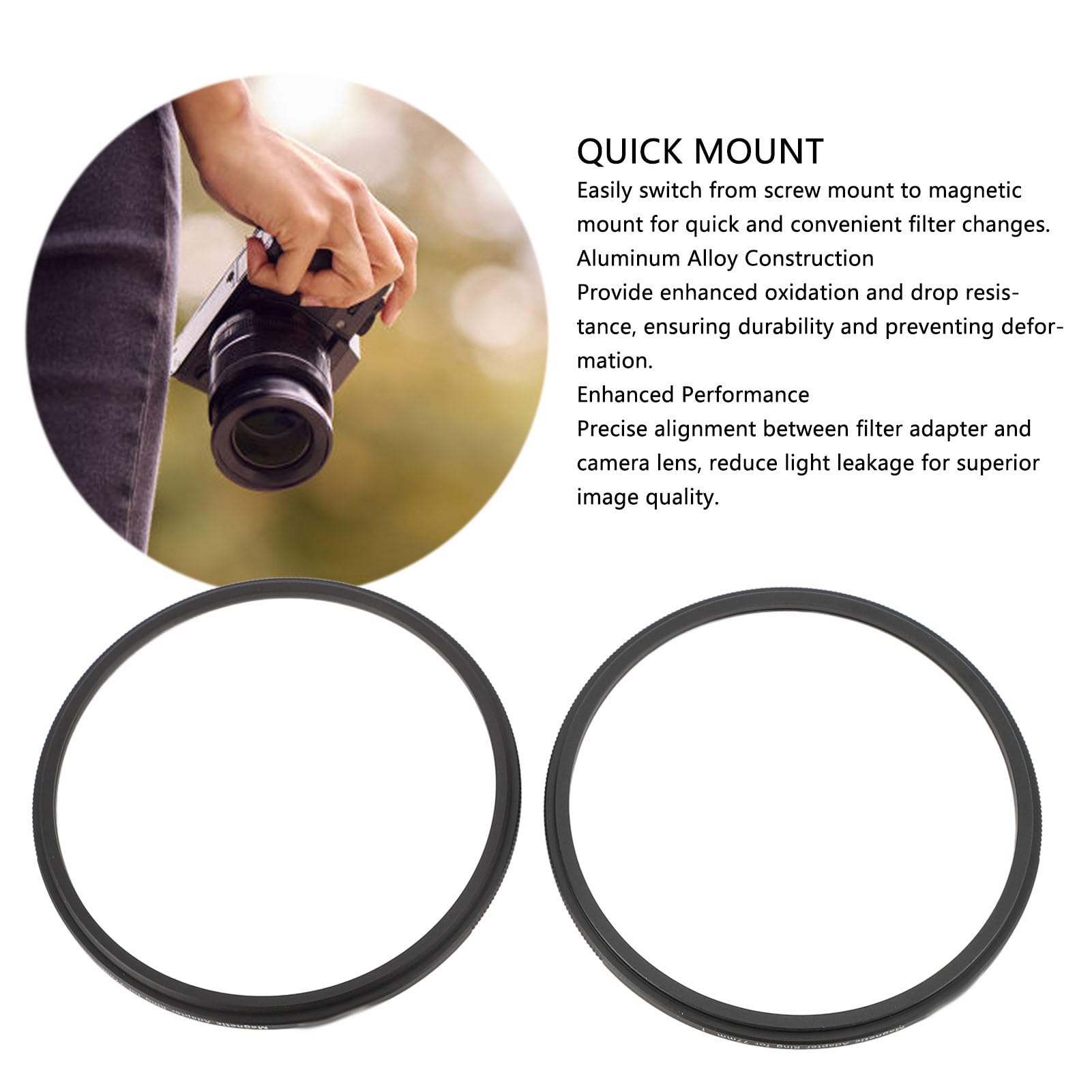 77 Mm Magnetischer Objektivfilter-Adapterring, Wandelt 77 Mm Schraubgewindefilter in Magnetischen Filter um, Magnetisches Kameraobjektivfilter-Adapterring-Set aus