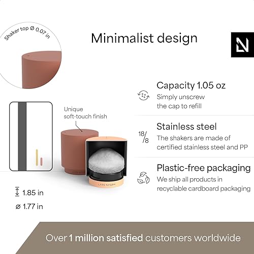 Miniatura 10 de LARS NYSØM Juego de mini saleros y pimenteros  Salero y pimentero de acero inoxidable con diseño minimalista moderno, fácil de rellenar, tamaño