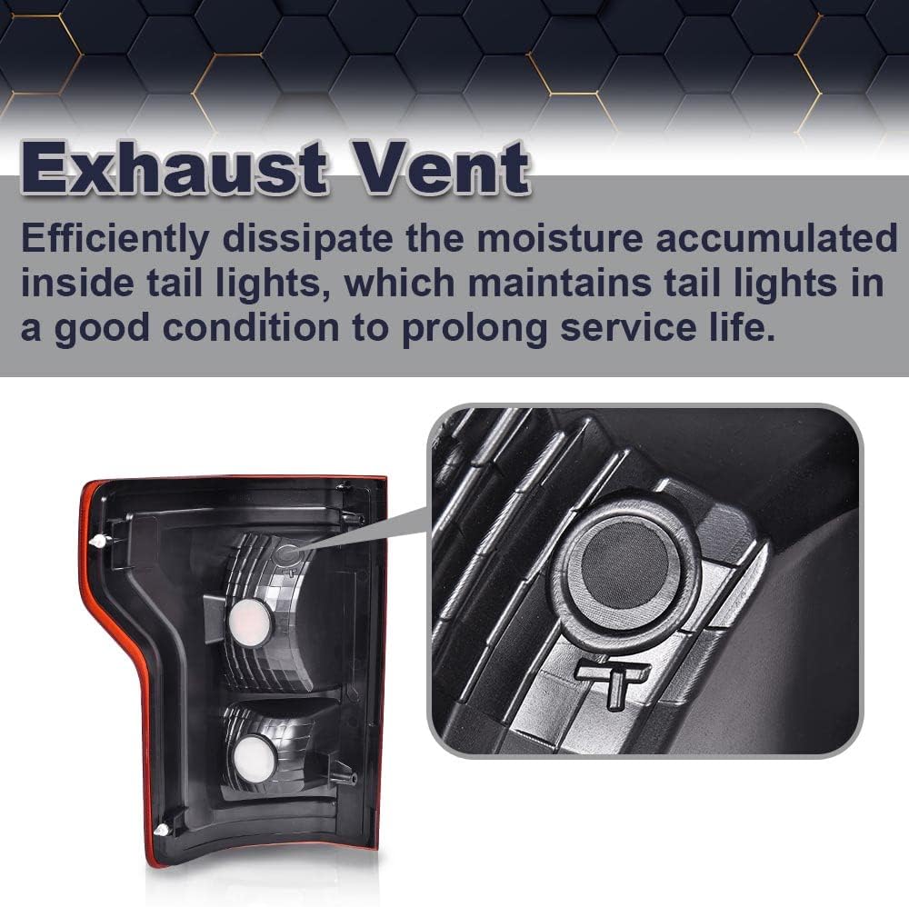 PIT66 Tail Lights Compatible with Ford F150 2015-2017 (submodel: Lariat, XL, XLT) Rear Lamp Assembly Taillight Drive & Passenger Side FL3Z13405A-PFM, FO2800239, FL3Z13404A-PFM, FO2801239