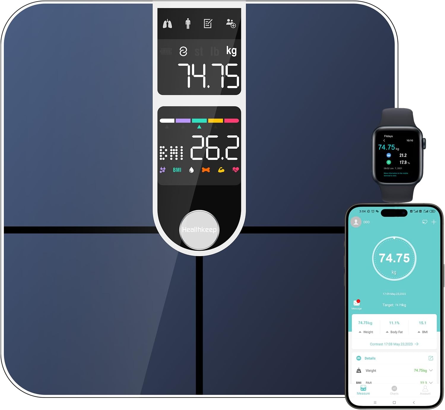 – Body Fat Scale with Dual VA Displays and ITO Technology, 16 Body Datas with Heart Rate, Smart Weight Scale Compatible with iOS & Android, Max 400lb/180kg, Sliver
