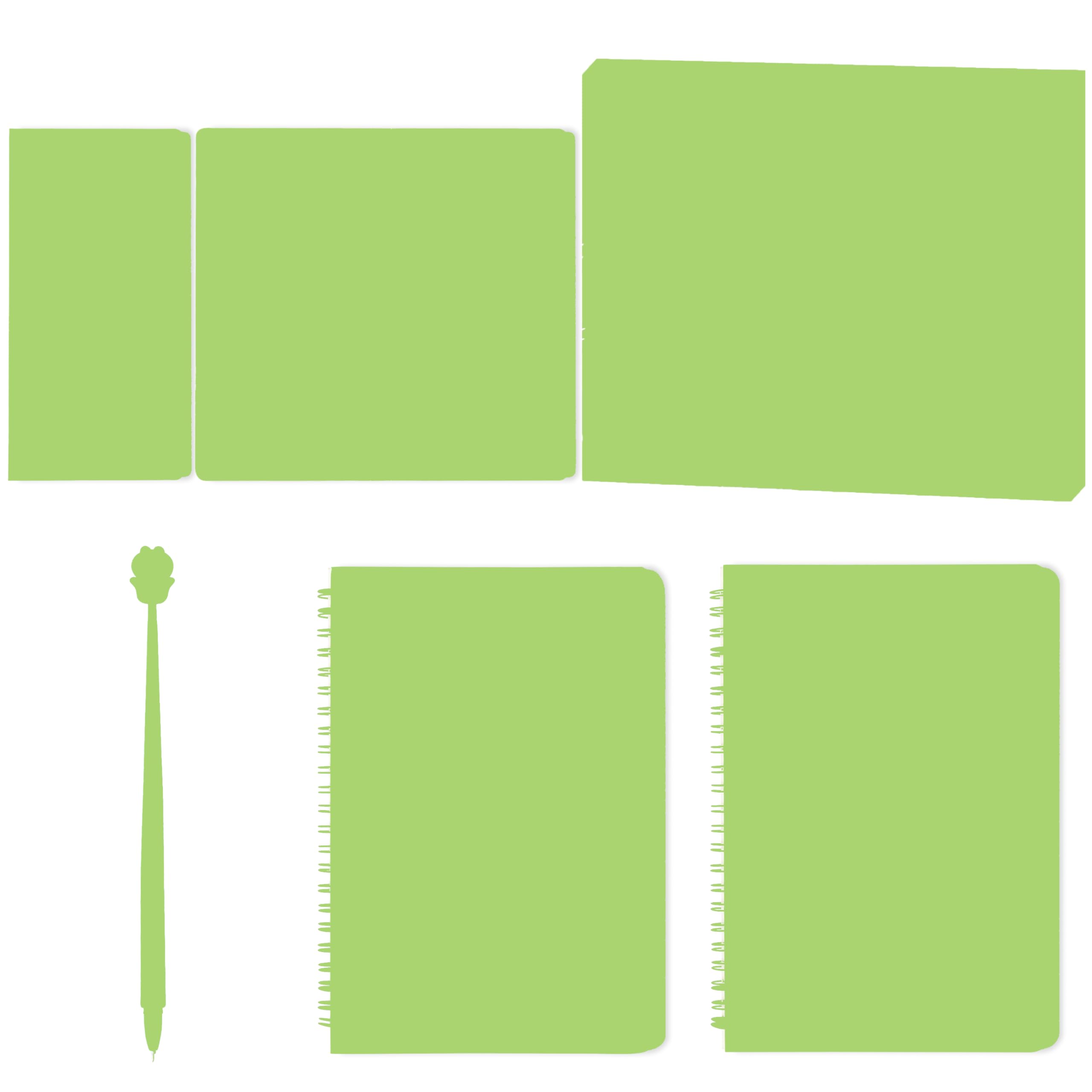 Sticky Note A5 Notebooks Pen Stationery Set - Self-Stick Notes Pads 2 Pack Spiral Notebooks Black Gel Ballpoint Pen Office Product