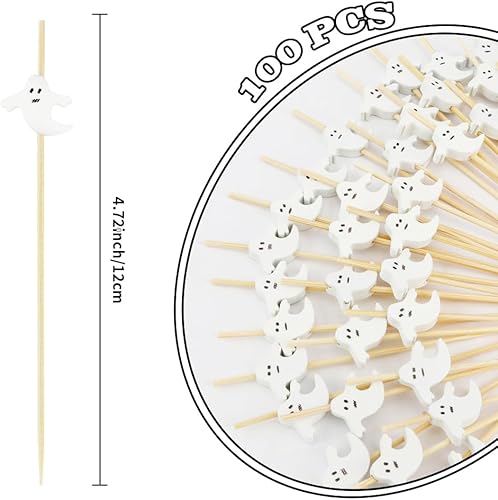 Miniatura 37 de 120 palillos de cóctel para aperitivos, palillos de cóctel para bebidas, palillos de dientes de bambú, palillos de dientes elegantes