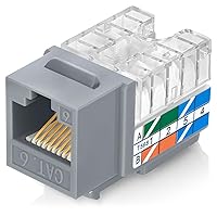 Vista 20 de Everest - Paquete de 10 conectores Keystone RJ45 Cat6A en ángulo de 90°, color blanco, conectores RJ45 hembra de perfil delgado, conector Keystone