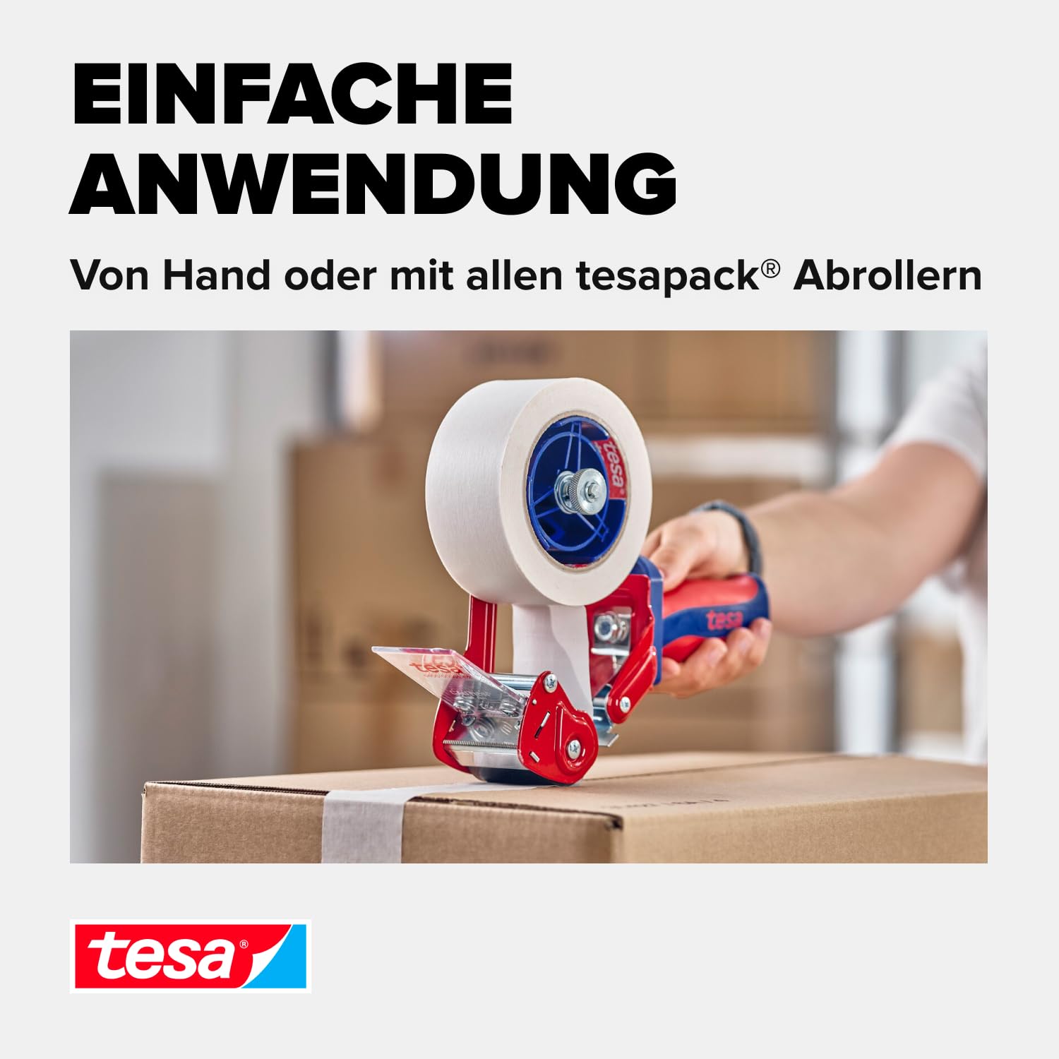 tesa tesapack 4313 Papier Paketband im 6er Pack - Klebeband zum Verpacken von Paketen und Kartons - weiß - 6 Rollen je 50 m x 50 mm